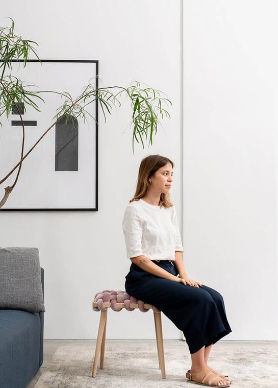 Woven Velvet Stool