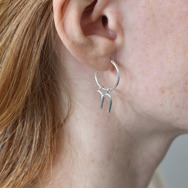 Chai Hoop Silver Earring